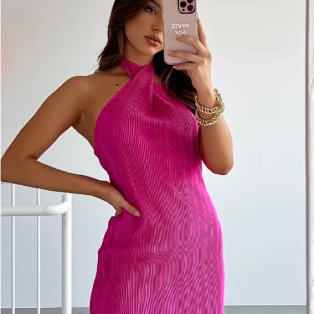 White Fox Boutique Hot Pink “up in the air” Mini Dress